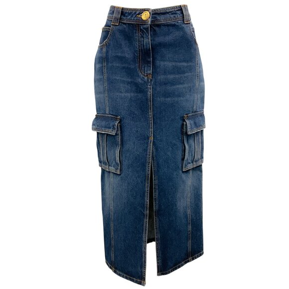 Balmain Dresses & Skirts - Balmain Dark Denim Cargo Midi Skirt